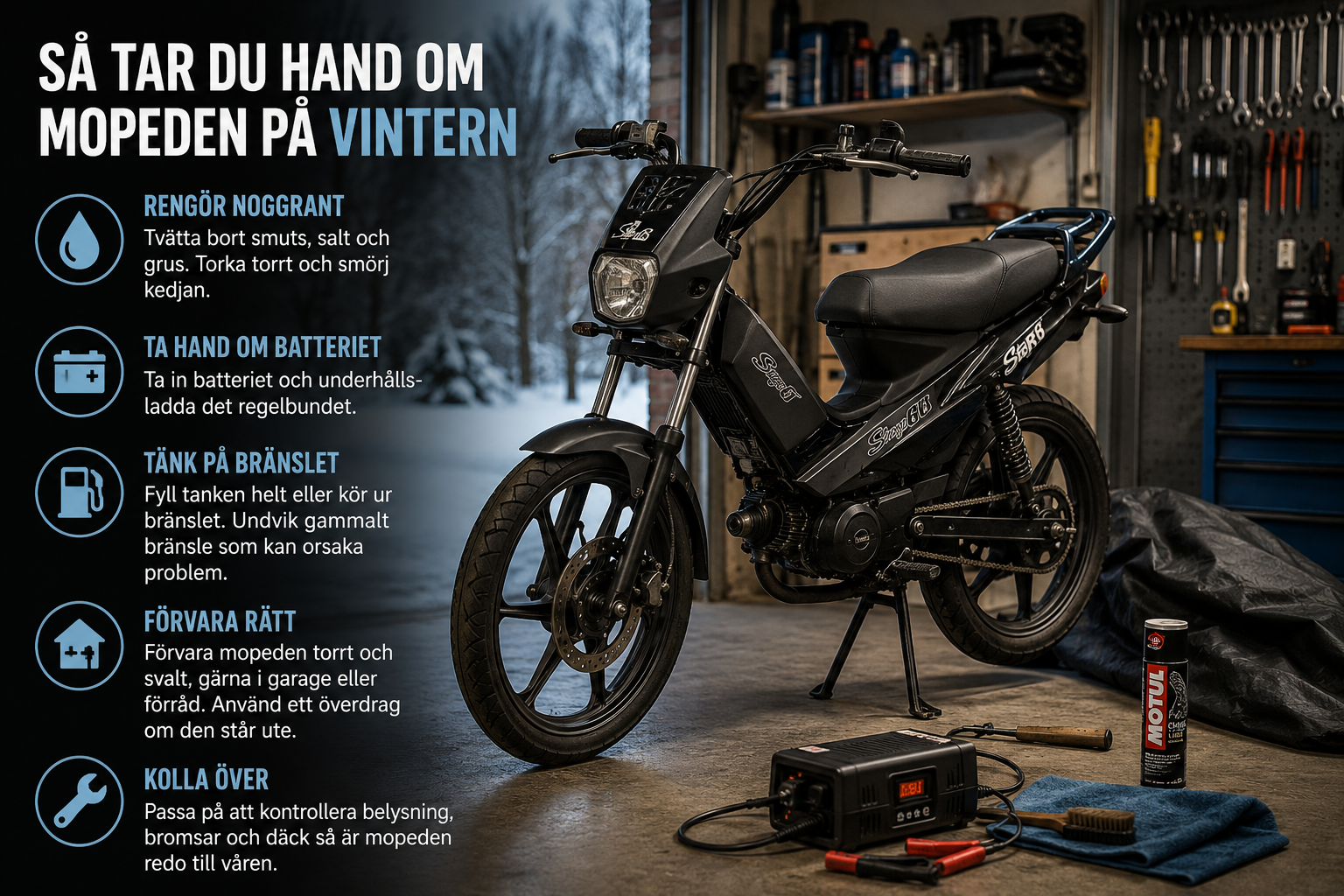Så tar du hand om mopeden på vintern