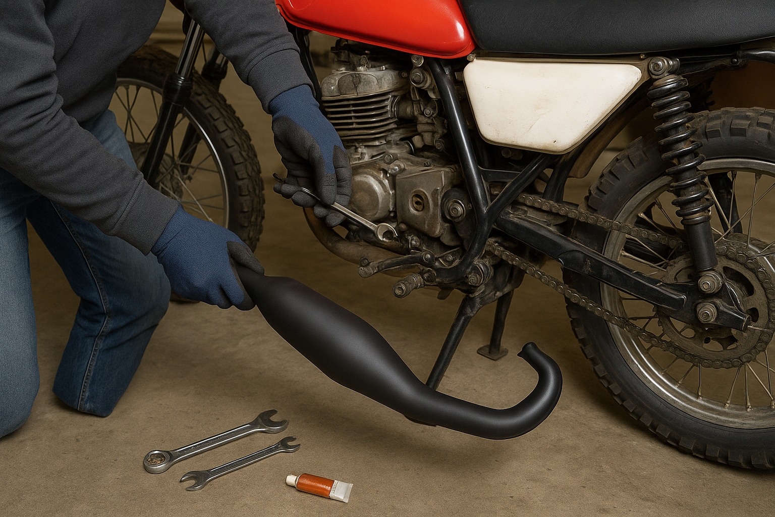 Så byter du avgasrör på en crossmoped – enkelt och universellt