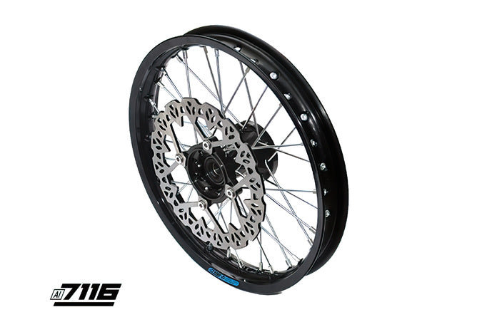 Framhjul aluminium 1.4x14" - CNC nav svart m/bromsskiva YCF Factory Pit Bike