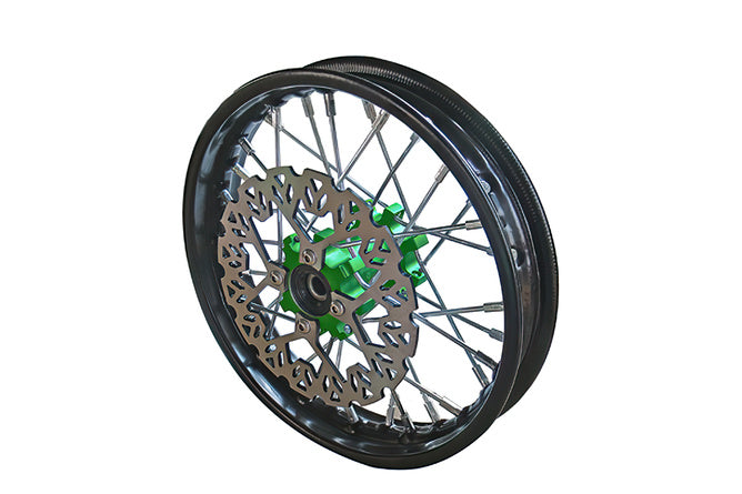 Framhjul - CNC nav grön m/bromsskiva Pit Bike YCF50A