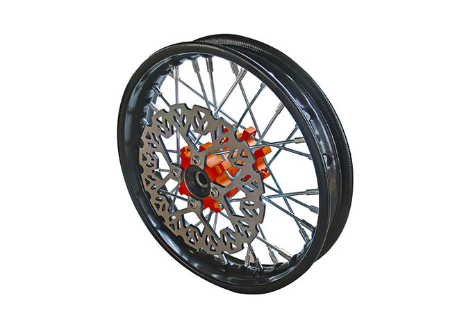 Framhjul - CNC nav orange m. bromsskiva Pit Bike YCF50A