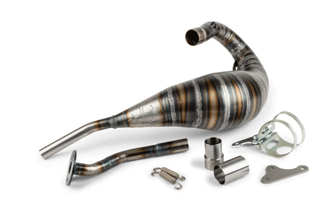 Stage6 Avgassystem 80 - 90cc CNC röd / svart HM-Moto / Vent / Beta RR