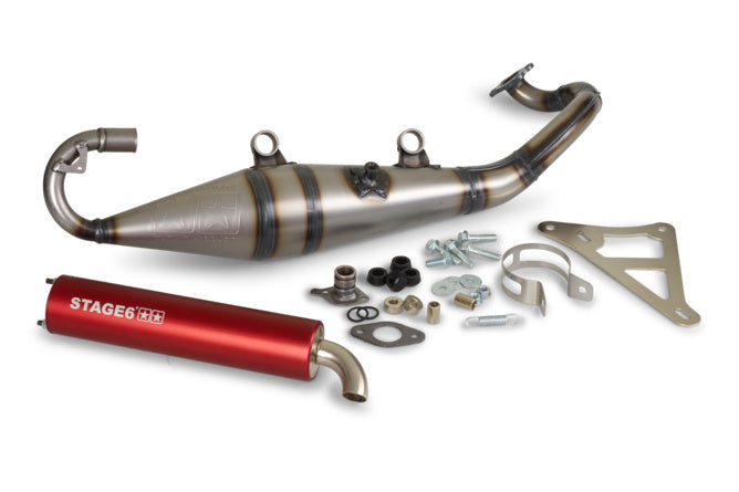 Avgassystem Stage6 Pro Replica MK2 Röd Peugeot horisontell / Morini