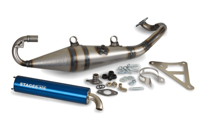Avgassystem Stage6 Pro Replica MK2 Blå Peugeot horisontell / Morini