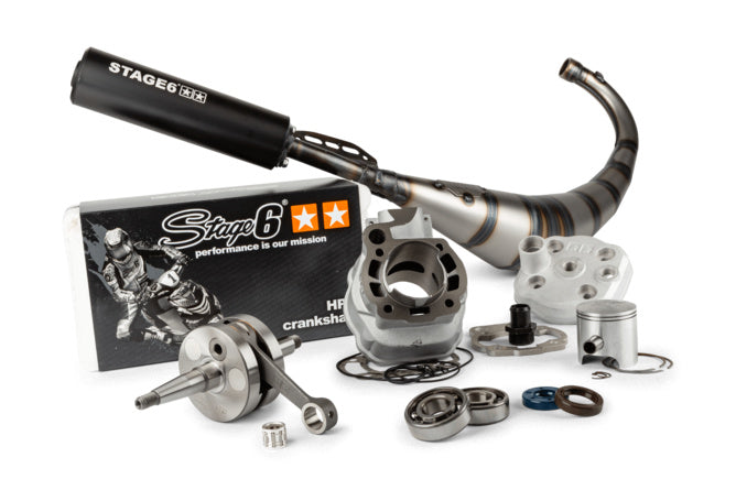 Tuning Kit cylinder + vevaxel + avgassystem Stage6 Streetrace 88cc slaglängd 45mm Minarelli AM6
