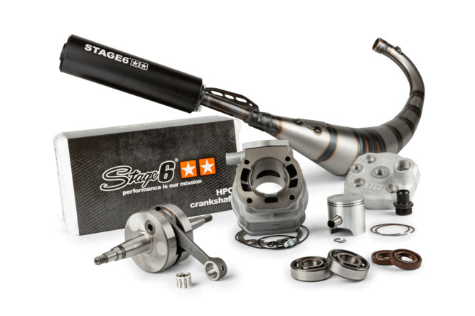 Tuning Kit cylinder + vevaxel + avgassystem Stage6 Streetrace 88cc slaglängd 45mm Derbi Euro 2