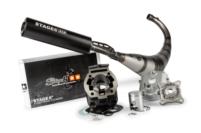 Tuning Kit cylinderventil + avgassystem Stage6 50cc Streetrace gjutjärn Derbi Euro 3/ Euro 4