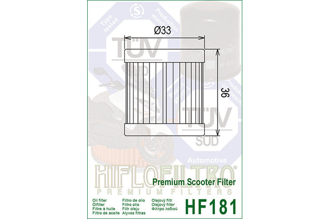 Oljefilter Hiflofiltro HF181 Habana 125cc / Piaggio Vespa 125cc ET4