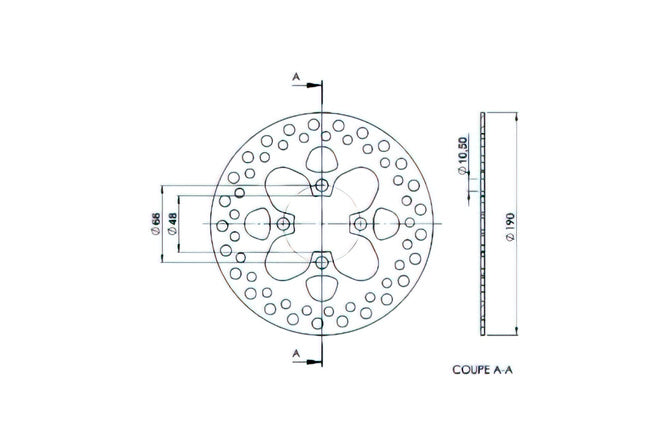 Bromsskiva d=190mm - 4 hål NG MBK Stunt / Slider