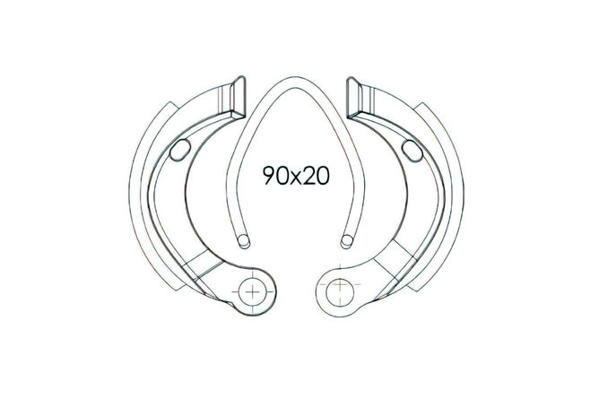Bromsskor (Grimeca) 90x20 Peugeot 103 SPX / RCX / Fox