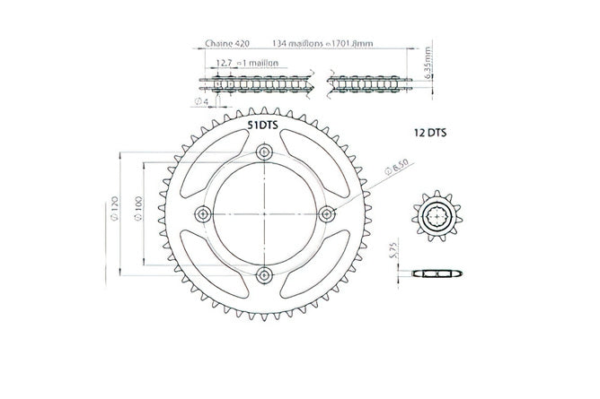 Chain Kit AFAM 12x51 - 420 Beta RR efter 2005