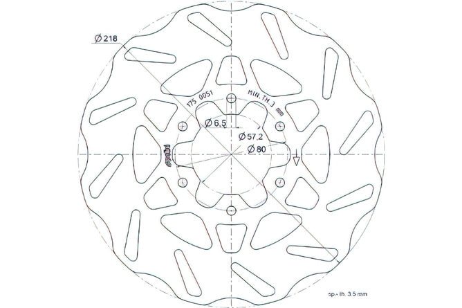 Bromsskiva 218mm 6-hål Polini Derbi X-Treme / SMT