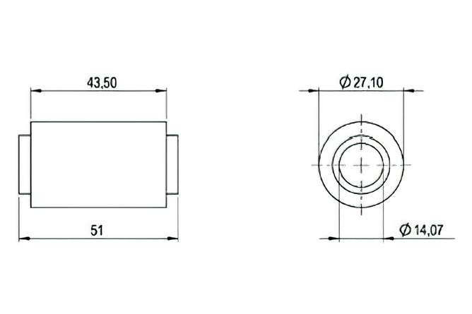 Silentblock svängarm 14x27x43,50x51mm Rieju MRT / SMX