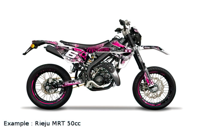 Säteöverdrag Sherco SM-R 50 efter 2013 Stage6 Full Covering rosa / svart