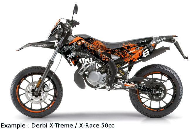 Sadelöverdrag Derbi Senda 2000 - 2010 Stage6 Full Covering orange / svart