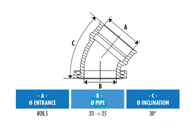 Intagsmanifold Polini 30° justerbar CP 23 - 24mm Derbi