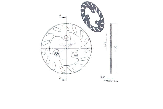 Bromsskiva fram / bak 180mm NG Bromsskiva Peugeot Speedfight / Elystar