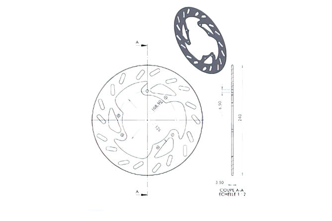 Bromsskiva fram 240mm NG Bromsskiva Derbi Senda