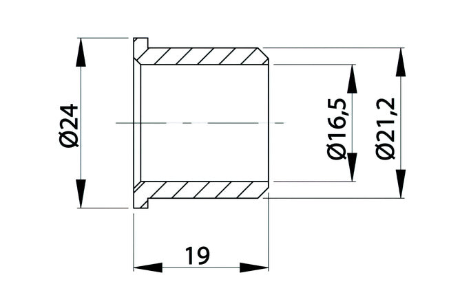 Bussning vevlager Buzzetti Puch med pedalkurva d.16,5x21,2x19mm