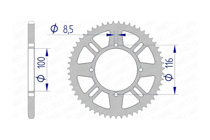 Bakdrev Afam aluminium 420 / 51 detns KX 80 / 85