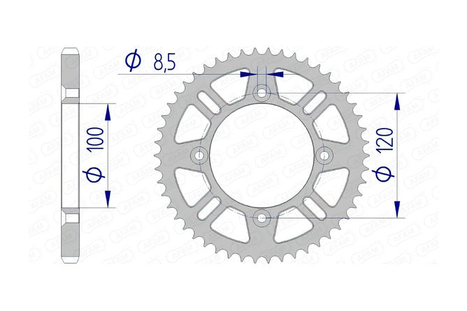 Bakdrev Afam aluminium 428 / 47 tänder RM / YZ 85