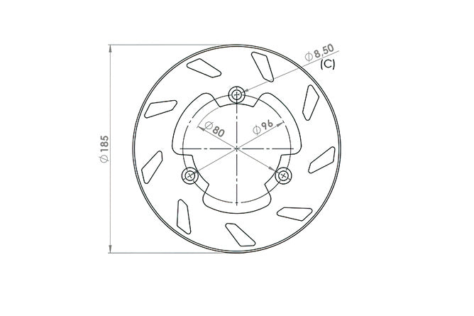 Bromsskiva bak 185mm NG Bromsskiva Rieju Spike