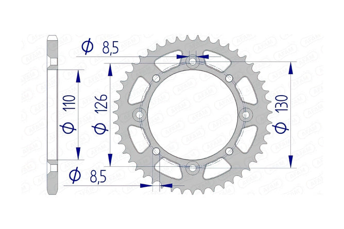 Bakdrev Afam aluminium självrengörande 47 tänder KX 65
