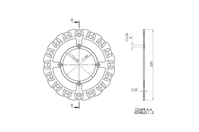 Bromsskiva bak 220mm NG Bromsskiva Beta RR