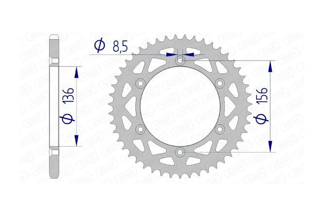 Bakdrev Afam aluminium 51 tänder GasGas / Husqvarna