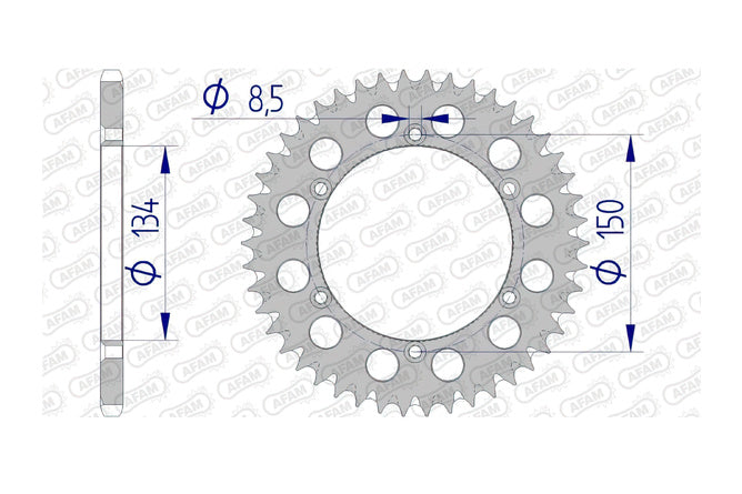 Bakdrev Afam aluminium 46 tänder Kawasaki KX / KXF
