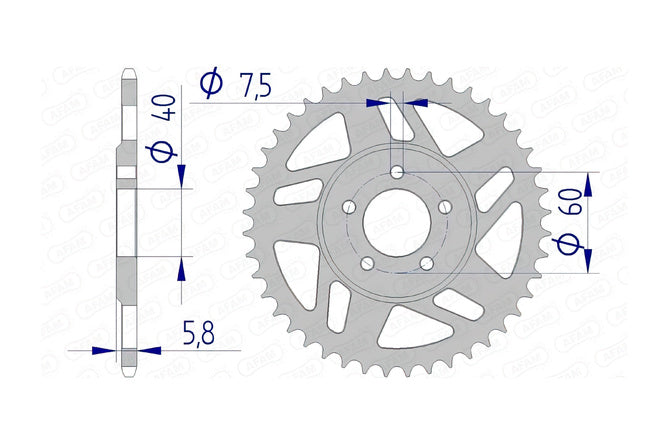 Bakdrevs Afam 415 aluminium 44 tänder KTM 50