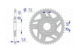 Rear Sprocket Afam 415 aluminium 44 teeth KTM 50
