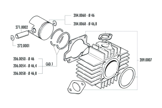 Cylinderpackningssats Polini Sport 70Cc 46mm Garelli Noi-Matic / Katia 50