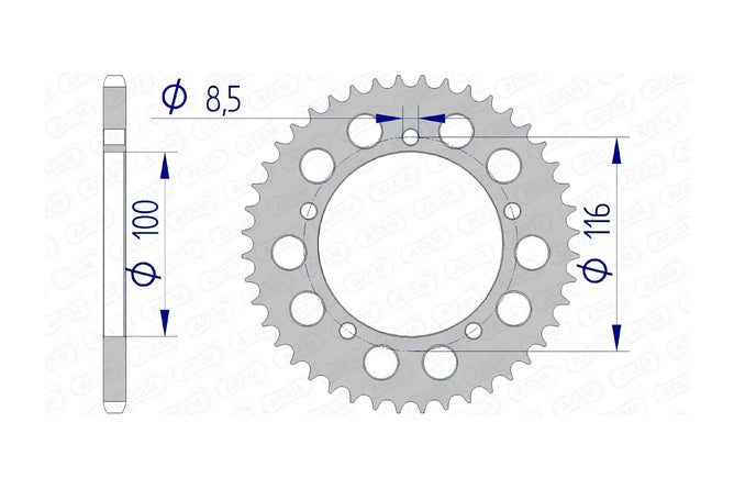 Bakdrev Afam aluminium 44 tänder KX 60