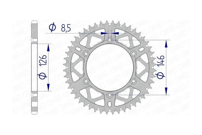 Bakdrev Afam aluminium självrengörande 49 tänder Suzuki RM-Z 250 / 450