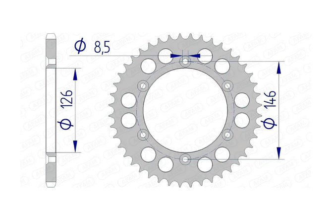 Bakdrev Afam aluminium självrengörande 43 tänder Suzuki RM-Z 250 / 450