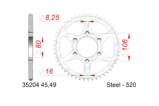 Chain Kit AFAM XS-Ring extra förstärkt 15x45 Aprilia SX125 2008 - 2010