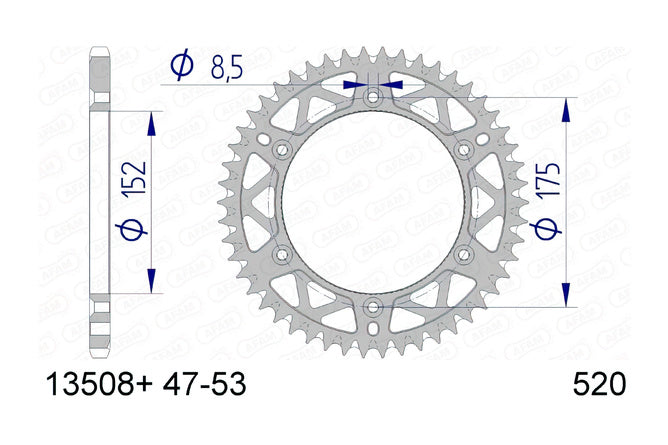 Bakdrev Afam aluminium 48 tänder Yamaha YZ 125 / 250