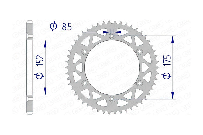 Bakdrev Afam aluminium självrengörande 48 tänder Yamaha YZ 125 / 250