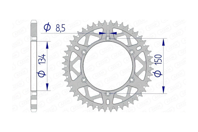 Bakdrev Afam aluminium självrengörande 53 tänder Kawasaki KX / KXF