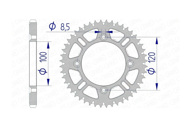 Bakdrev Afam aluminium självrenande 428 / 52 tänder RM / YZ 85