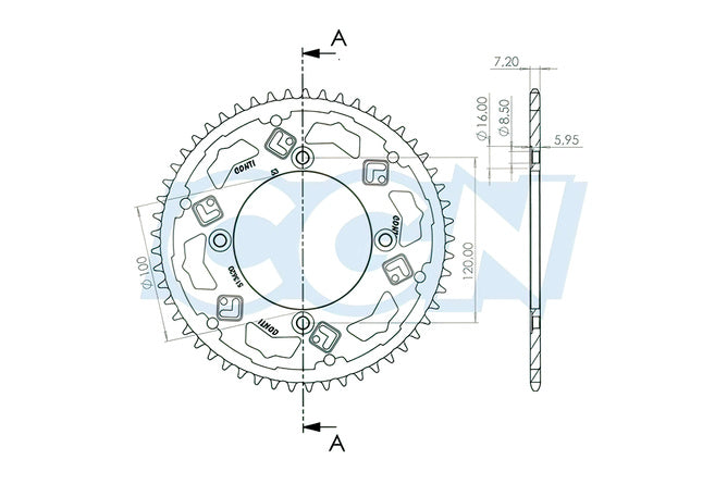 Bakdrev bimetall röd 53 tänder - 428 Conti CHR Beta RR
