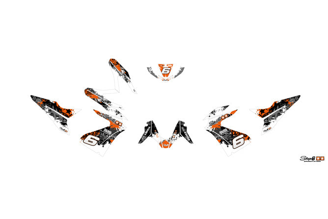 Grafik Kit Yamaha Aerox efter 2013 Stage6 orange / vit