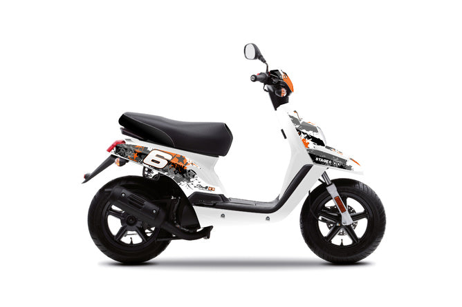 Dekaler Set Stage6 Yamaha BWs efter 2004 orange / vit