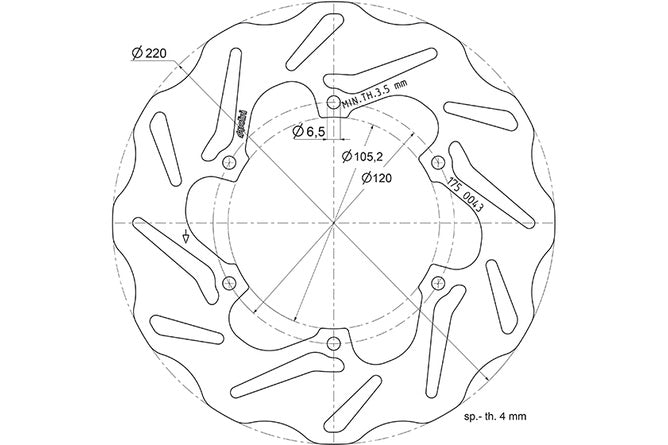 Bromsskiva Polini 220mm Piaggio NRG Power / Gilera Runner / Vespa GTS