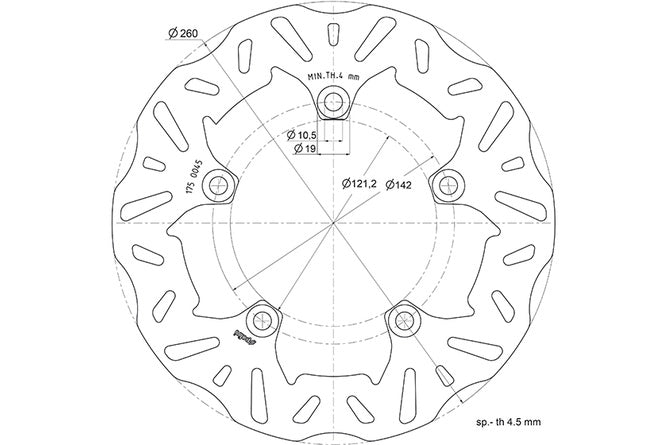 Bromsskiva Polini D.260/121mm Suzuki Burgman 250 / 400 / 650