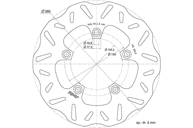 Bromsskiva Polini D.260/105mm Kymco X-Citing 250 /300 / 500