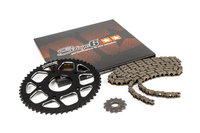 Kedjesats 13x53 - 420 Stage6 aluminium CNC svart Peugeot / Rieju