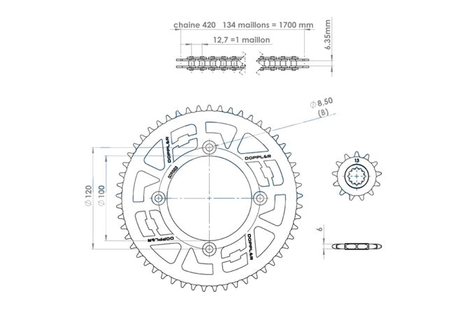 Chain Kit stål 13x53 - 420 Doppler Origin Beta RR