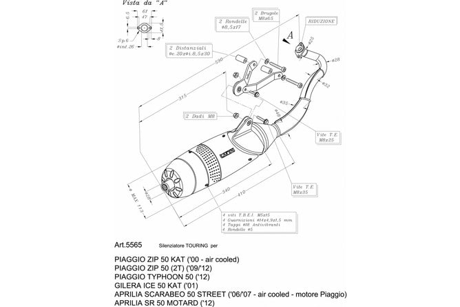 Avgassystem LeoVince Touring Piaggio Zip